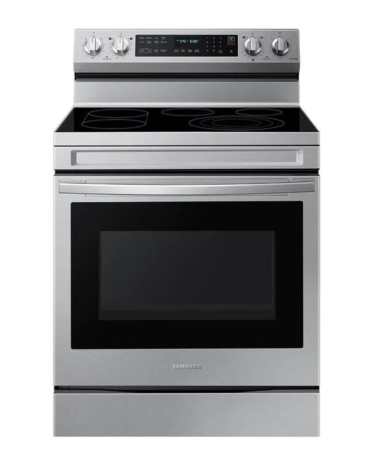 30” 6.3 cu. ft. Samsung Smart Freestanding Electric Range with No-Preheat Air Fry, Convection+ & Griddle in Stainless Steel