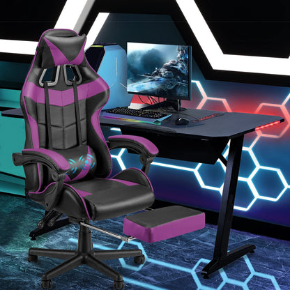 Purple Gaming Chair with Footrest, Ergonomic Gamer Chair, Video Game Chairs with Adjustable Headrest, Removable Lumbar Support Office Chair, Game Chairs for Adults Teens(Purple)