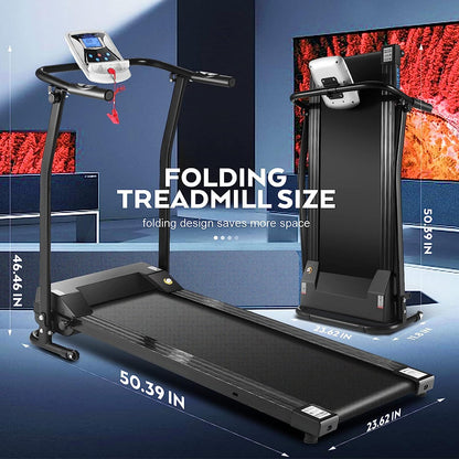 Treadmill for Home, Folding Treadmill with LED Display &Pulse Grip, Easy to Install Jogging Walking Exercise Fitness Machine for Family &Office