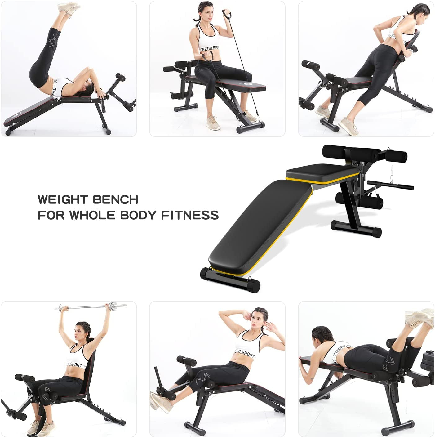ZENOVA Adjustable Weight Bench Workout Bench with Leg Extension, Incline Decline Exercise Bench Strength Training Equipment Home Gym