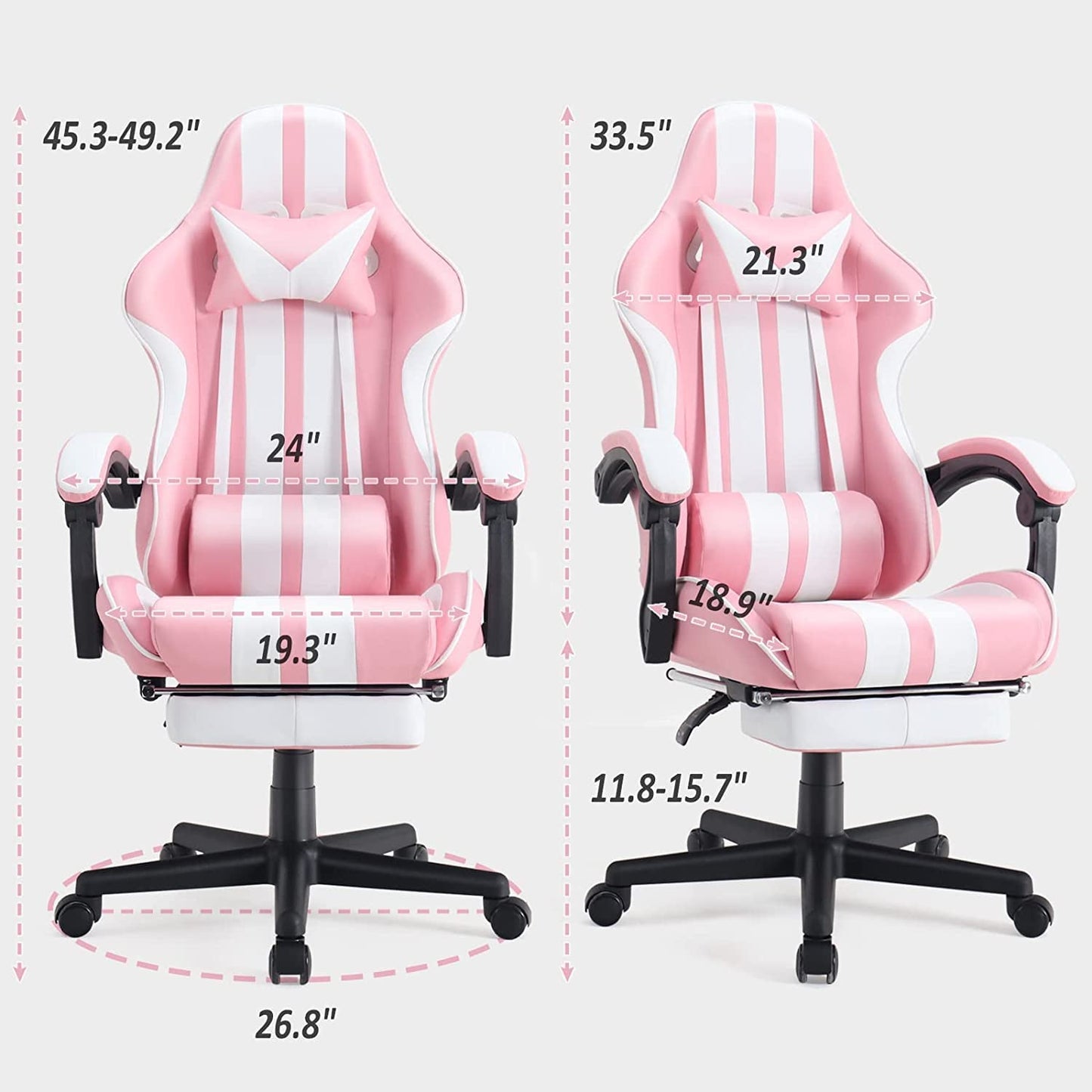 Pink Gaming Chairs with Footrest,Computer Game Chair,Massage Gaming Chairs,Christmas,Xmas Gift,Pc Gaming Chairs for Adults Teens for Gaming Live Streaming Room(Shero Pink)